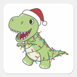 Dinosaur Weihnachtsschnee Winter T-Rex Dino Quadratischer Aufkleber