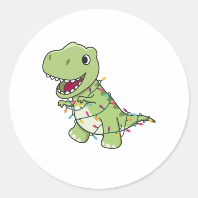 Dinosaur Weihnachtsschnee Winter T-Rex Dino Runder Aufkleber (Vorderseite)