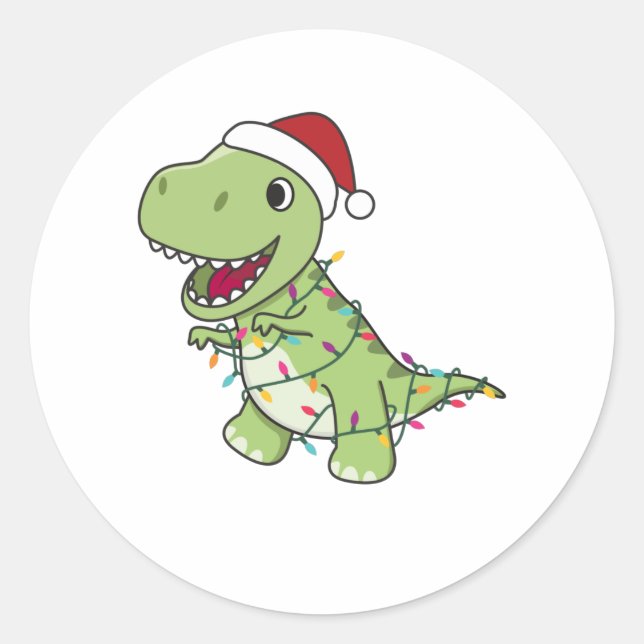 Dinosaur Weihnachtsschnee Winter T-Rex Dino Runder Aufkleber (Vorderseite)