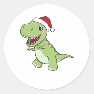 Dinosaur Weihnachtsschnee Winter T-Rex Dino Runder Aufkleber