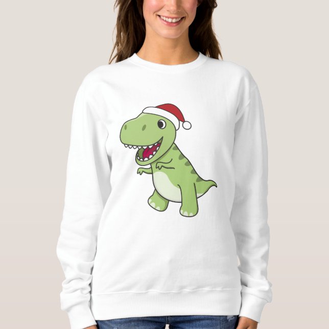 Dinosaur Weihnachtsschnee Winter T-Rex Dino Sweatshirt (Vorderseite)