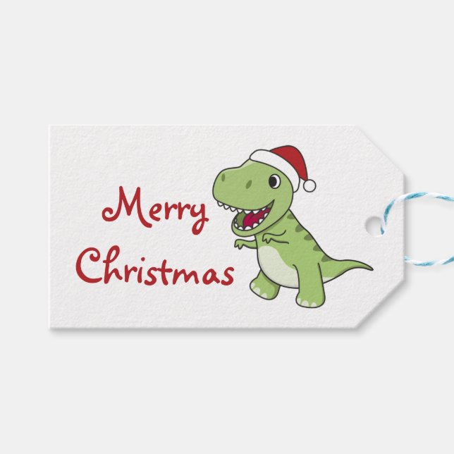 Dinosaur Weihnachtsschnee Winter T-Rex Dino Trucke Geschenkanhänger (Vorderseite (Horizontal))