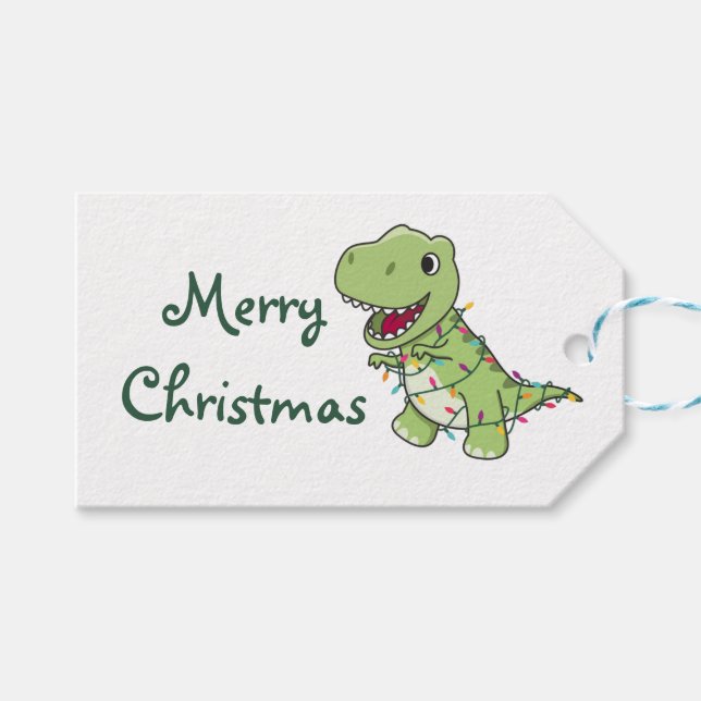 Dinosaur Weihnachtsschnee Winter T-Rex Dino Trucke Geschenkanhänger (Vorderseite (Horizontal))