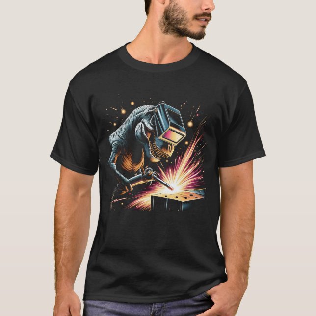 Dinosaur Welder Welding Worker Metalworking T-Shirt (Vorderseite)