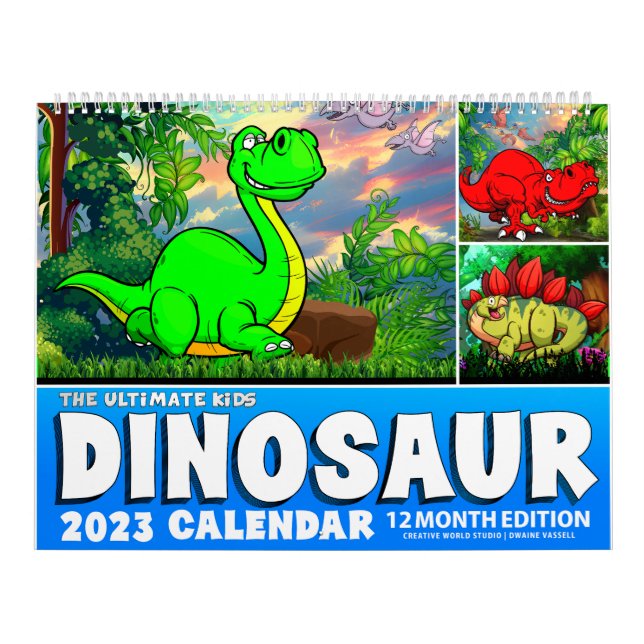 DINOSAUR WELTKALENDER 2023: Kinderkalender drucken Kalender (Titelbild)