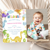 Dinosaur Wild 1. Geburtstagsfeier Party Einladung