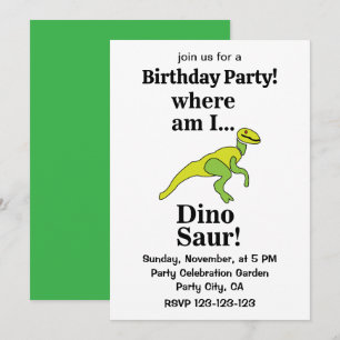 Dinosaur Wo bin ich Lustige Geburtstagsfeier Einladung