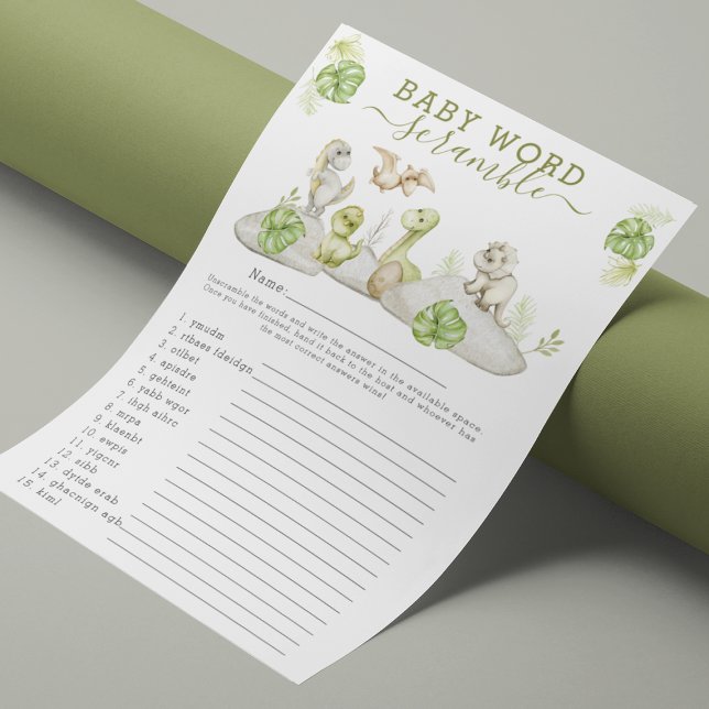 Dinosaur 'Word Scramble' Baby Showspiel (Von Creator hochgeladen)