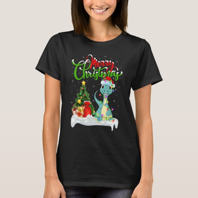 Dinosaur   Xmas Decorations Santa Dinosaur Christm T-Shirt (Vorderseite)