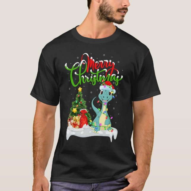 Dinosaur   Xmas Decorations Santa Dinosaur Christm T-Shirt (Vorderseite)