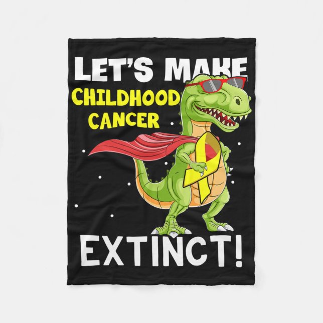 Dinosaur Yellow Ribbon Childhood Cancer Awareness  Fleecedecke (Vorderseite)