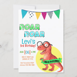 Dinosaur Young Wild Geburtstag Einladung