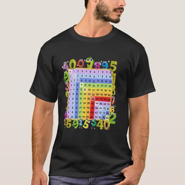 Dinosaur-Zahlen Multiplikation Square Math Back T T-Shirt (Vorderseite)