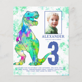 Dinosaur zum Thema Geburtstagsparty Foto Budget Flyer