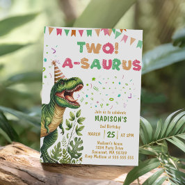 Dinosaur Zwei-A-Saurus 2. Geburtstagsfeier Einladung