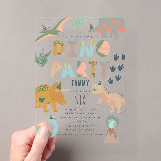 Dinosauren Boho Dino-Party-Tiere Geburtstag Acryleinladungen