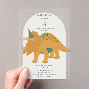 Dinosauren Boho Prähistorische Party-Tiere Geburts Acryleinladungen