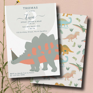 Dinosauren Boho Prähistorische Party-Tiere Geburts Einladung