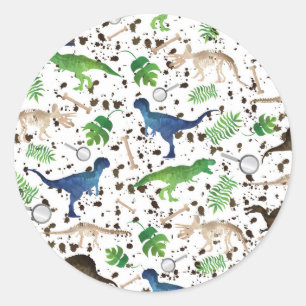 Dinosaurenjagd! Dinosaurier auf Safari Jungen Kind Runder Aufkleber
