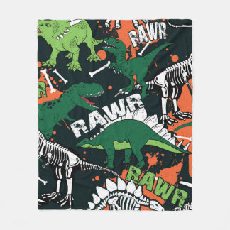 Dinosaurenskelett. Vintage-Grunge-Muster Fleecedecke