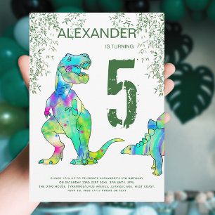 Dinosaurien Dschungel 5. Geburtstags-Einladung Einladung