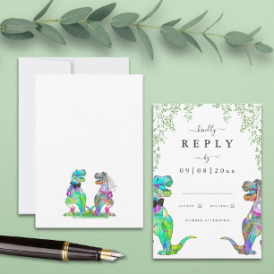 Dinosaurien Eukalyptus Hochzeitsantwort RSVP Karte