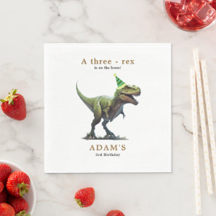 Dinosaurien-Geburtstagseinladung, Drei rex Geburts Serviette