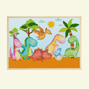 Dinosaurien Kinderzimmer Druck Dinos Kinderzimmer  Poster
