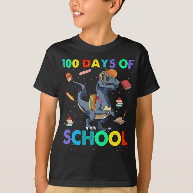 Dinosaurier 100. Schultag T-Shirt (Vorderseite)
