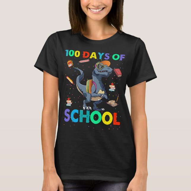 Dinosaurier 100. Schultag T-Shirt (Vorderseite)