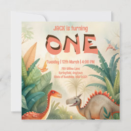 Dinosaurier 1. Geburtstag Dschungel Aquarell Save The Date