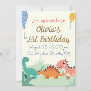 Dinosaurier 1. Geburtstag Einladungen