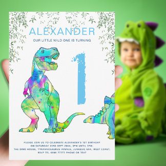 Dinosaurier 1. Geburtstag Party wild Einladung