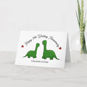 Dinosaurier 25. Silberhochzeit Karte