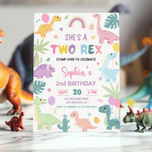 Dinosaurier 2. Geburtstag Einladung, EDITABLE Two  Einladung