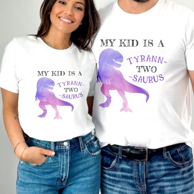 Dinosaurier 2. Geburtstag Lila Tyrannosaurus Rex T-Shirt (Dinosaur 2nd Birthday Purple Tyrannosaurus Rex T-Shirt
)