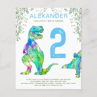 Dinosaurier 2. Geburtstags-Party Flyer