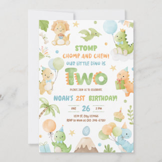 Dinosaurier 2. Geburtstagsfeier Party Einladung