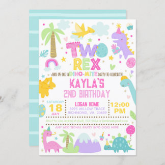 Dinosaurier 2. Rex 2. Geburtstagseinladung Einladung