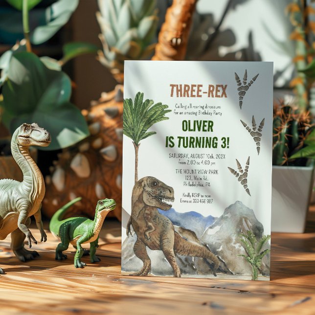Dinosaurier 3. Geburtstagsfeier Party Einladung (Von Creator hochgeladen)