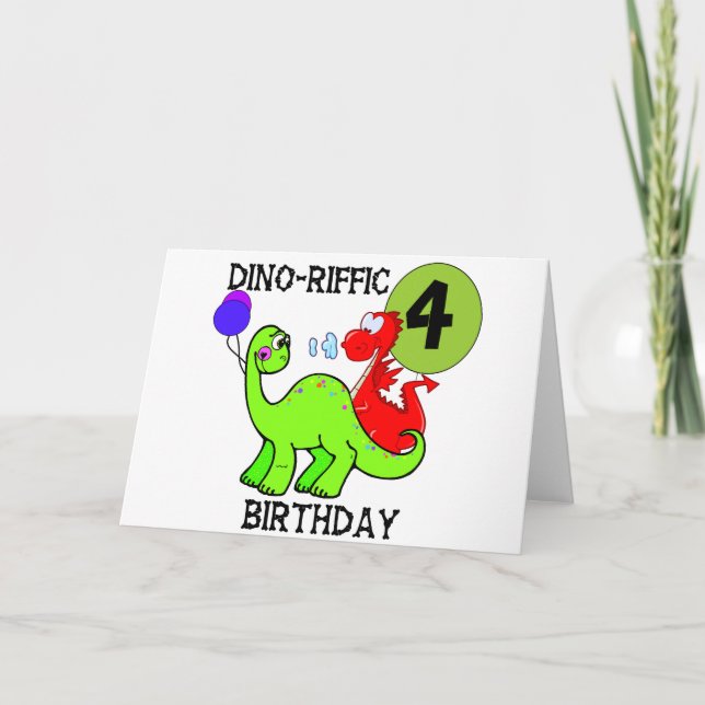 Dinosaurier 4. Geburtstag - Hemden und Geschenke Karte (Vorderseite)