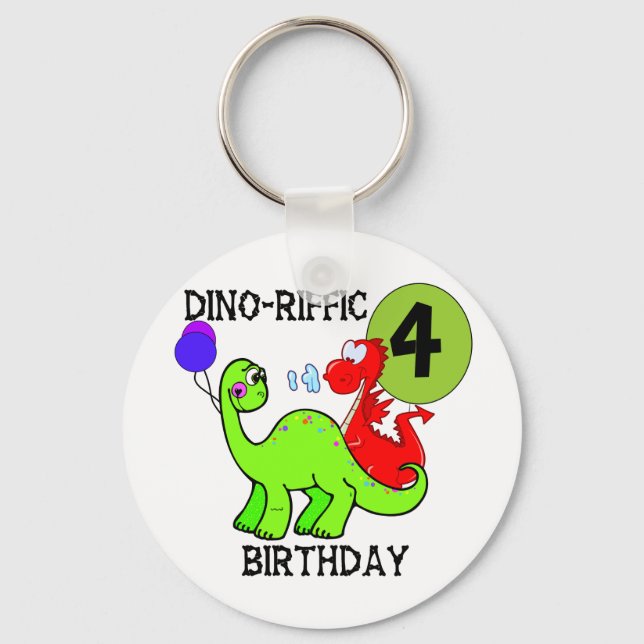 Dinosaurier 4. Geburtstag - Hemden und Geschenke Schlüsselanhänger (Vorderseite)