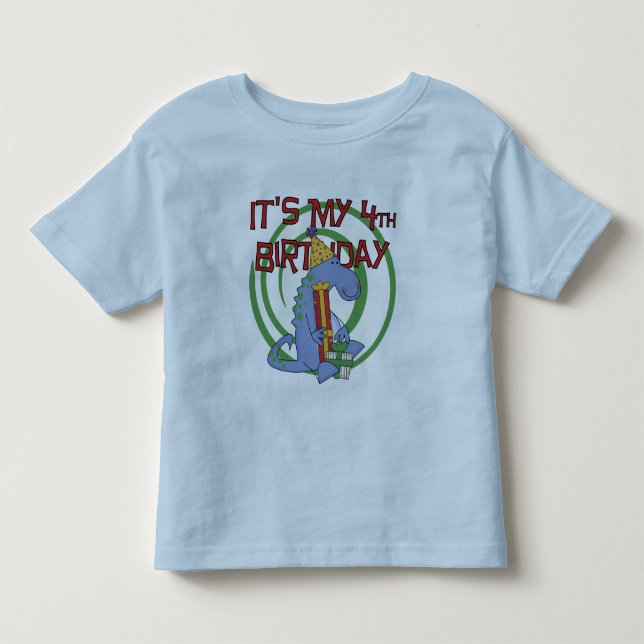 Dinosaurier 4. Geburtstag T - Shirt und Geschenke (Vorderseite)