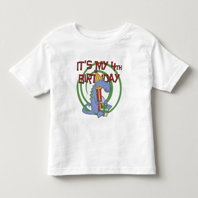 Dinosaurier 4. Geburtstag T - Shirt und Geschenke (Vorderseite)