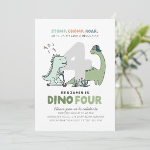 Dinosaurier 4. Geburtstagsfeier Party Einladung
