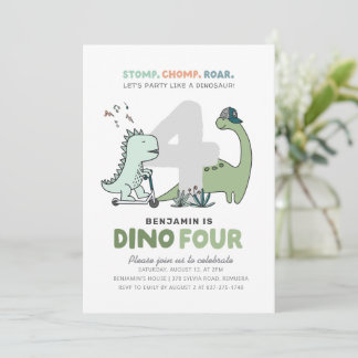 Dinosaurier 4. Geburtstagsfeier Party Einladung