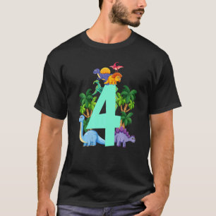 Dinosaurier 4 Jahre alt 4. Geburtstag Party T-Shirt