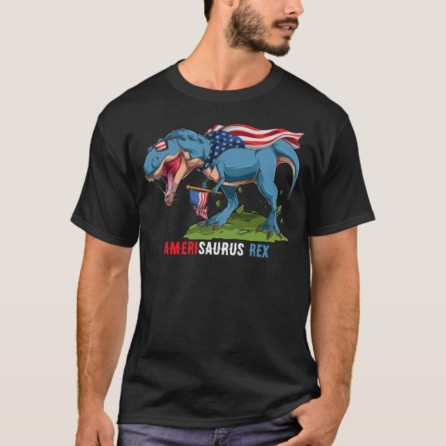 Dinosaurier 4. Juli Amerisaurus Rex T-Shirt (Vorderseite)