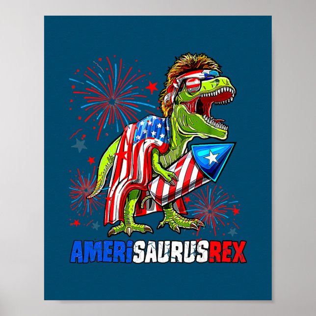 Dinosaurier 4. Juli Amerisaurus T Rex American Poster (Vorne)