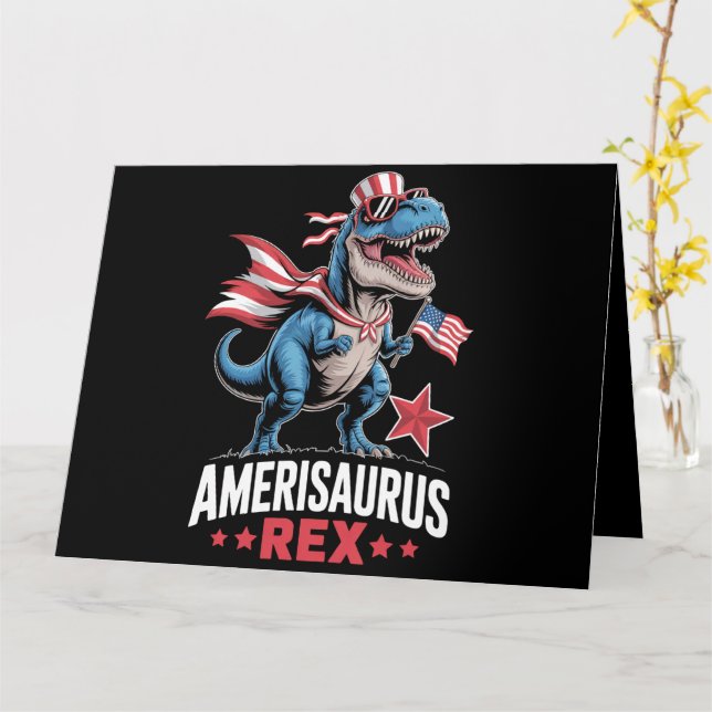 Dinosaurier 4. Juli Amerisaurus T Rex Funny Karte (Gelbe Blume)